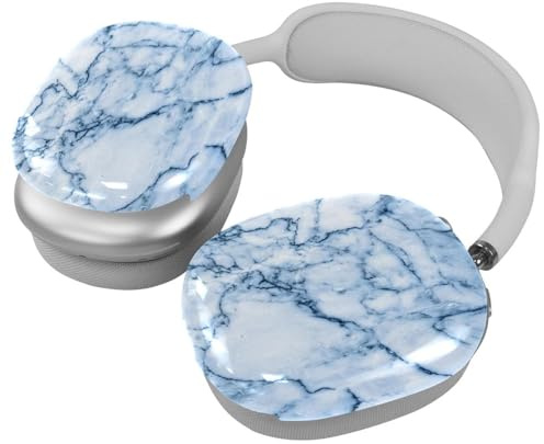 Schutzhülle für AirPods Max Kopfhörer, 2 Paar Anti-Kratz-Ohrmuscheln Abdeckung für AirPod Max, Zubehör Schutzhülle - Blaue Marmor Muster Textur