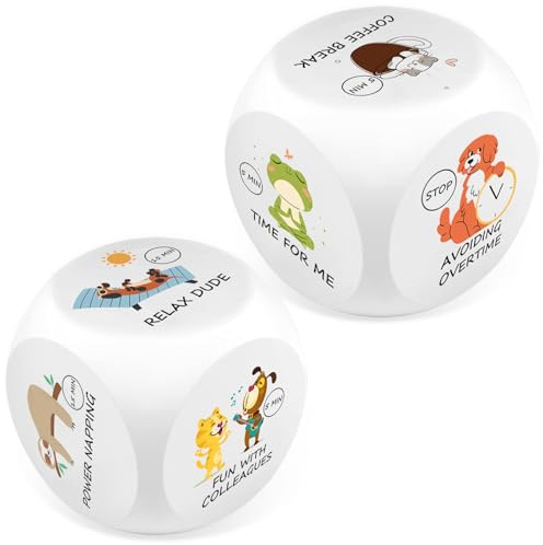 Ainiv 2 Stück Anti Stress Würfel, Stresswürfel | mit 6 Lustigen Aktionen zum Stressabbau, PU-Schaum Anti Stress Spielzeug Geschenk für Studenten Freunde-Englische Tiermuster