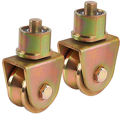 Skelang 2 Stk. Rollen für Schiebetore, 58 mm V-Nut-Rollen mit 360 Grad drehbarer Stange, Stahlrollen für Schiebetore, faltbar