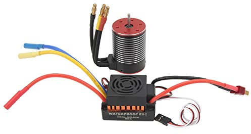 plplaaoo 3650 5200KV Bürstenloser Motor + 60A ESC Combo Set Wasserdicht IP68 mit 5.8V/3A BEC Programmkarten-kompatibel für 1/10 1/12 1/16 RC Auto LKW Traxxas Hsp Redcat