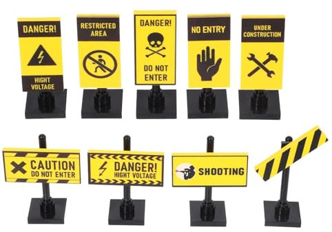 GLSTOY 9pcs Stop Sign Boys and Girls Building Toys Mini Traffic Sign Toys for Boys and Girls Playhouse Simulation Craft Learning Traffic Rules