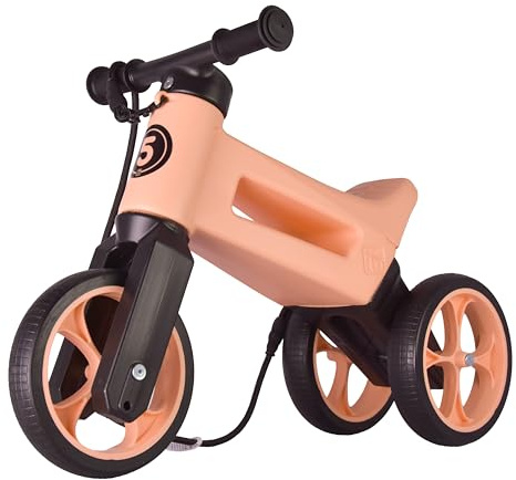 FWRider Supersport 2-in-1 Kinder Laufrad Pastell-Aprikose - Zweirad und Dreirad in einem, Balance-Bike mit Gurt und geräuschlosen Rollen - Ab 18 Monaten, geeignet bis 25 kg, Lauflernrad