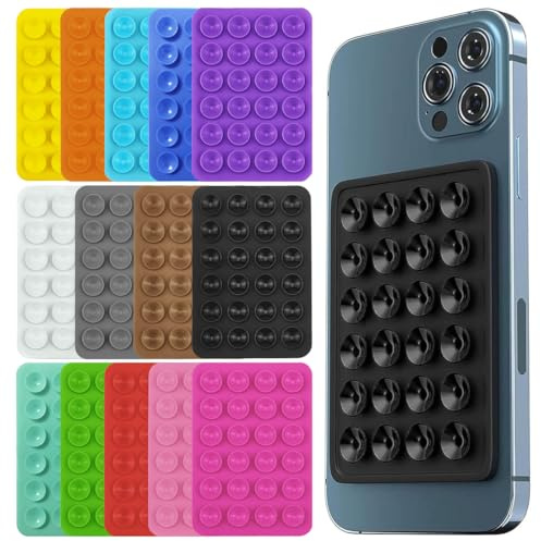 Confezione da 14 supporti a ventosa per telefono, compatibili con custodie per telefono e superfici lisce, supporto adesivo in silicone per telefono, adatto a bagni, docce e cucine.