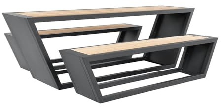 Home Deluxe Sitzgarnitur aus Stahl KOBON Anthrazit - Made in Germany - 2 x Bank + 1 x Tisch | Bequeme Sitzgarnitur, Moderne Sitzgarnitur, Elegante Sitzgarnitur, Sitzgarnitur für Wohnzimmer,