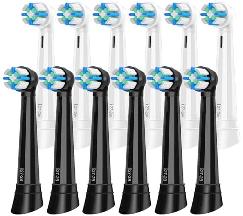 12er IO Aufsteckbürsten Kompatibel mit Oral B iO 2/3/4/5/6/7/8/9/10 Elektrische Zahnbürsten, IO Bürstenkopf Medium Borsten Kompatibel mit Oral B, IO Zahnbürste Aufsätze (Schwarz/Weiß)