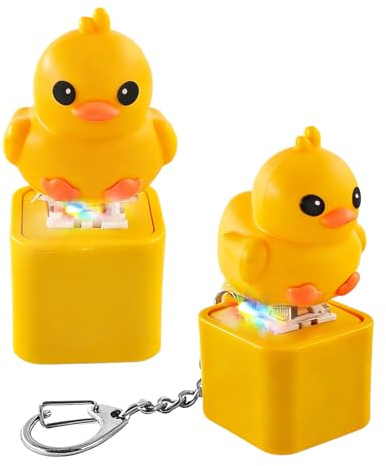 2 Stück Fidget Toy, Duck Fidget Keychain, Duckeys Quacking Fidget Toy, Schlüsselanhänger mit Licht & Sound, zur Dekompression Dekoration, Lustige und Tragbare Spielzeug