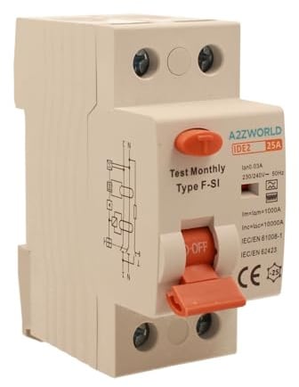 Interruttore Differenziale Tipo F-SI Super Immunizzato, Salvavita 25A, RCCB 1P+N 10kA 30mA 2 Moduli, Ottimo per Impianti con Inverter,Pompe di Calore,Climatizzatori,UPS,Wallbox