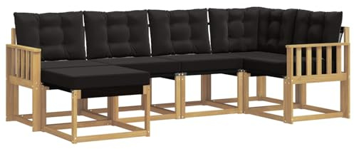 vidaXL Outdoor-Sofagarnitur mit Kissen 6 pcs Weiß und Schwarz, Moderne Outdoor-Sofa-Sitzgruppe, stylische Gartenmöbel, robuste Terrassenmöbel, Bequeme Lounge für den Garten