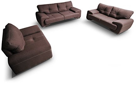 mb-moebel Polstergarnitur Sofa Set 3er & 2er & Sessel 3-2-1 Wohnlandschaft 3-Sitzer und 2-Sitzer Möbel Set - ENZO (Braun)