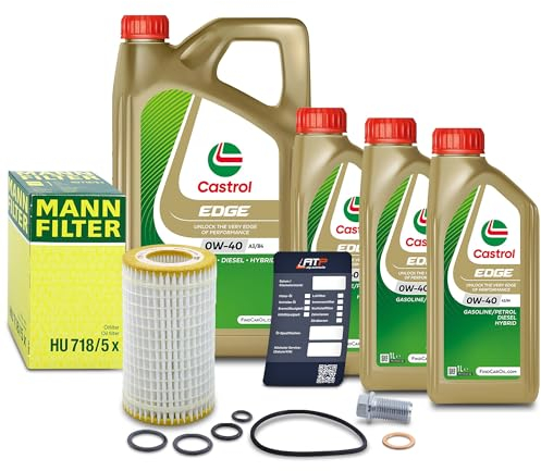 1x Ölwechsel Set - MANN ÖLFILTER + 8 L CASTROL EDGE FST 0W-40 A3/B4