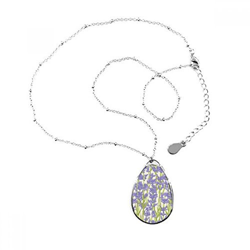Halskette mit Anhänger in Tropfenform, Lavendel, Blumen-Design, Schmuck mit Kette, Dekoration, Geschenk