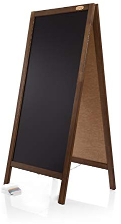 AZZAP Kundenstopper 120cm Holz Tafel Aufsteller Werbetafel Standtafel Schreibtafel Holztafel Werbung Dunkelbraun