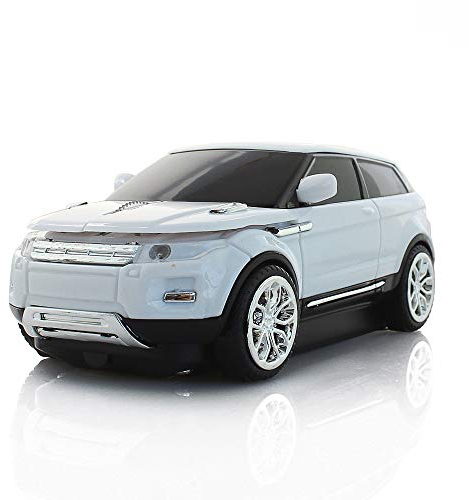 ECOiNVA Funkmaus Wireless Kabellose Sportwagen Auto Maus, 1600DPI Desktop Laptop Computer Maus (Weiß)