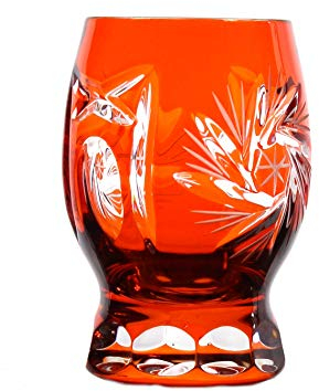 Wodkaglas Schnapsglas Stamper Likör geschliffen Orange Kristallglas 45 ml