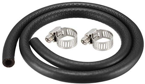 sourcing map Fuel Line Hose Rubber 8mm I.D. 0.9M/3Ft Diesel Petrol Hose Engine Pipe Tubing with 2 Clamps