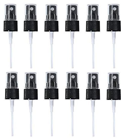 Spray Top for Essential Oil Bottles 20/410 Fine Mist Sprayer Cap Recycle and Reuse Replacement Pump Top for 20 Caliber PET Bottles,Pack of 12(Black)