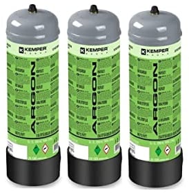 KEMPER - Pack 3 Bouteilles de gaz ARGON + CO2 110 Bar 2.2 Litres Soudage semi-automatique Bonbonne gaz Grande contenance Jetable