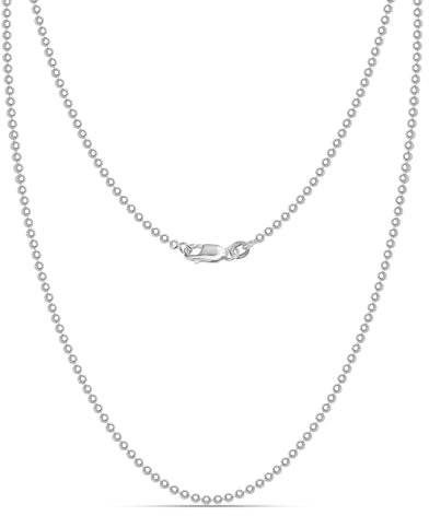 LeCalla Links 925 Sterling Silver Italian Jewelry Trendy Gift 1.2 MM, 1.50 MM, 2 MM, 3 MM Ball Chain Necklace for Teen Women and Men with Lobster Clasp (16, 18, 20, 22, 24 Inches