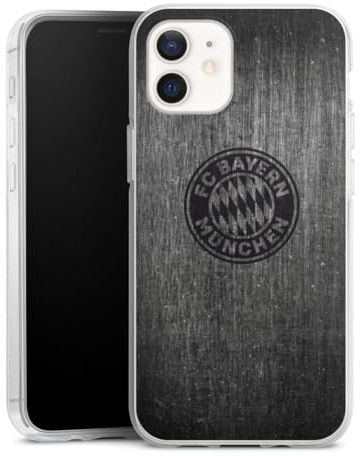 Silikon Hülle kompatibel mit Apple iPhone 12 Case transparent Handyhülle Metallic Look FCB FC Bayern München