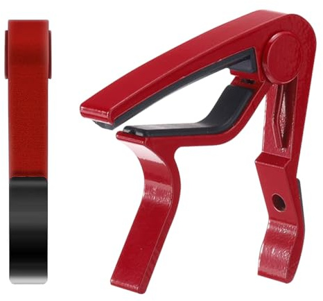 5CORE Capodastre pour guitare électrique acoustique 6 cordes Réglage rapide et facile Clip classique – Banjo Mandoline ou Ukulélé Capotraste Para Guitarra – CAPO RED