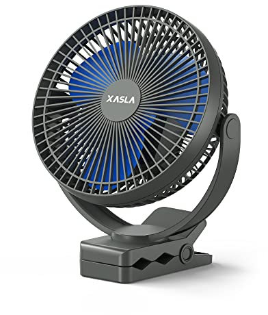 Ventola portatile ricaricabile da 10000 mAh ventilatore a batteria da 8 pollici 24 ore di lavoro ventilatore personale a 4 velocità ideale per campeggio all'aperto golf carrello casa ufficio blu