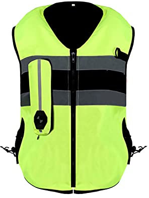 Motorrad-Airbag-Weste Reiten Reflektierende Weste Wiederverwendbarer, Mechanischer Trigger-Airbag Männer Und Frauen Wenden Lokomotive Radfahren, Reiterweste Auf ( Color : Green , Größe : XXL )
