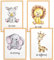Papierschmiede® Kinderbilder 4er Set, A4 gerahmt in Holzrahmen (Natur), Geschenk für Mädchen & Jungen Wanddeko Kinderzimmer Babyzimmer, Nilpferd Elefant Löwe Giraffe, Baby Safari