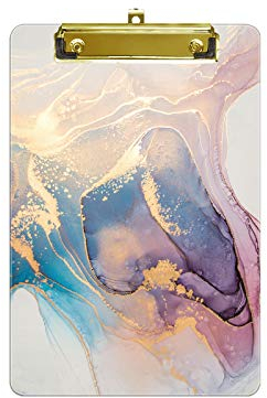 Hnogri porte bloc a5 avec pince, Plastique dur, Clipboard A5 dessin de mode, Planchettes à pince et porte-formulaires, 15CM x 22.5CM, Marbre Or Rose