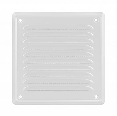 ADGO Rejilla de ventilación de acero, 16,5 x 16,5 cm, con protección contra insectos, 1 unidad, color blanco