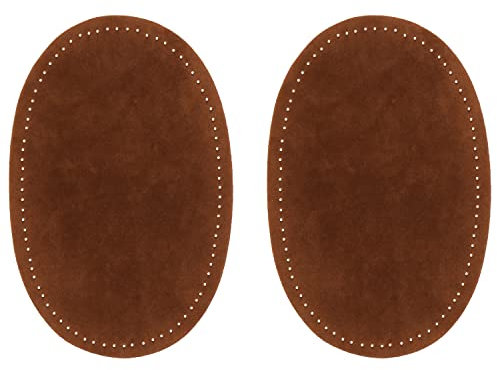 ZUPAYIPA 2Pcs Sew-On Fabric Oval Elbow Knee Patches Sweater Trousers Repair Patches Craft Supply Sewing Appliques (Suede Fabric,Brown)