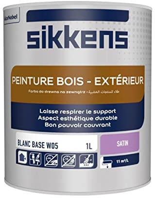 Sikkens Artisans 5358532 Peinture Satin Bois Extérieur, Blanc Base W05, 1 L