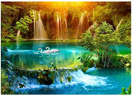 Aiuorty 5D Diamond Painting Bilder, Complete Diamond Painting Set, DIY Diamant Painting Bilder, Erwachsene Kinder Full Groß Bilder Malen nach Zahlen, Handwerk Home Wand Décor Landschaft 40x30cm