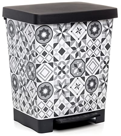 TATAY Cubo de Basura Cocina con Pedal Cubik Deco 21L | Interior y Exterior | para Bolsas de 20L a 30L | Plástico Resistente Libre de BPA | 33,5x30x39 cm, Hidráulico