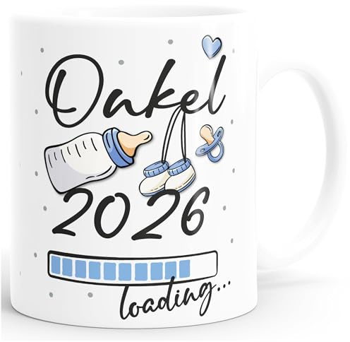 MoonWorks® Tasse Schwangerschaft Onkel Loading Jahreszahl 2026 Geschenk für Onkel personalisiert Weiss standard