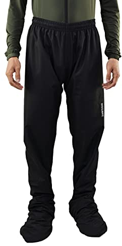 WOSAWE Regenhose Herren Damen wasserdichte Radfahren Wanderhose Atmungsaktiv Leichte Überziehhose Winddicht Trekkinghose (Schwarz, XXXL)