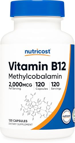 Nutricost Vitamine B12 (méthylcobalamine) 2 000 mcg, 120 capsules - Complément végétarien, sans OGM ni gluten