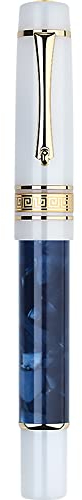 erofa Majohn M400 Fountain Pen Fine Nib with Converter, Dark Blue & White Acrylic Writing Office Pen