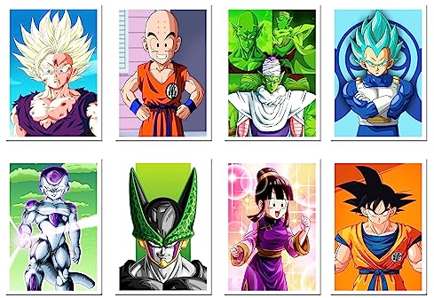 DKORARTE Set 8 Poster A4 Dragon, Goku, Vegeta, Ball Z, (29,7 x 21 cm)