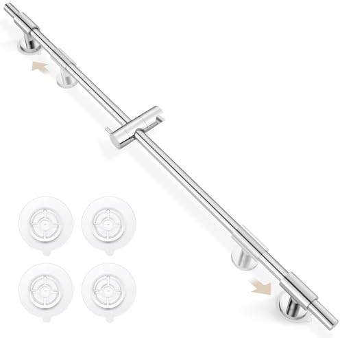 KES Barre Douche Adhésif Barre de Pommeau de Douche Acier Inoxydable 18/8 Barre Support de Douche 100cm Barre de Douche Murale Poli, F209S100DF-PS