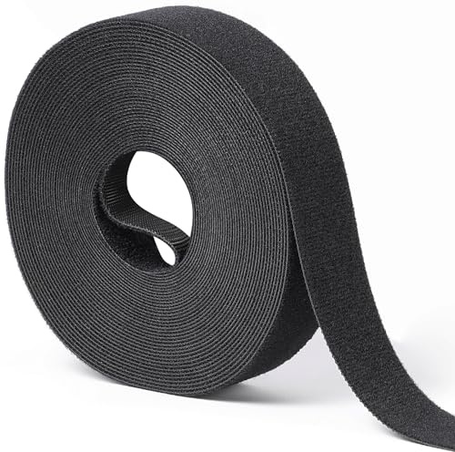 1 in x 30 ft Hook and Loop Roll | Double-Sided Strips, Self-Gripping Straps | Reusable Multi-Purpose Wrap Fasteners for Home, Office, Data Center, and More
