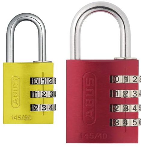 ABUS Cadenas codée en aluminium jaune 145 30 & H11 48813 Cadenas à combinaison en aluminium Universel 145/40 Rouge