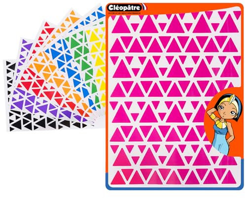 CLEOPATRE - Selbstklebende Aufkleber Dreiecke - 8 Farben - Packung mit 8 Bögen (1024 Aufkleber)
