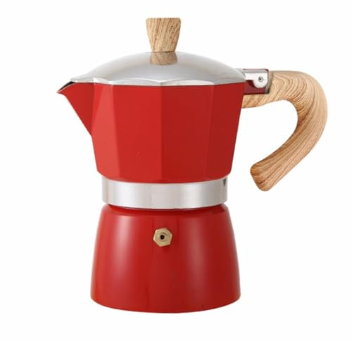 European Style Coffee Pot with Wood Grain Handle, Turkish Coffee Maker Mocha Pot, Espresso Percolator Stovetop Moka Pot for Electric Stove, Outdoor Portable Coffee Making Tools ( Color : Red , Size :