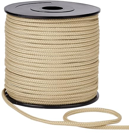 PH PandaHall 50m Corde en Nylon tressé, 3mm Chaîne de Stores dorée Cordon de Carillon éolien Corde de Survie Solide pour l'artisanat, Projets de Bricolage, Camping Randonnée Activités extérieures