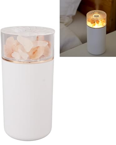 Topyond Salzlampen-Diffusor, 2-in-1, Rosafarbener Salzkristall, LED-Nachtlicht, Diffusor Für ätherische Öle, Luftbefeuchter Für Schlafzimmer, Wohnzimmer, Weiß