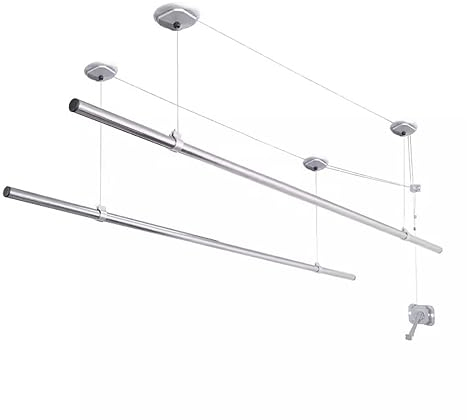 Decke-Wäscheständer Auf dem Balkon montierter, anhebbarer, handbetriebener Wäscheständer for den Innenbereich, manueller, runder, doppelpoliger Wäscheständer aus Edelstahl Wäschetrockner Decke ( Size