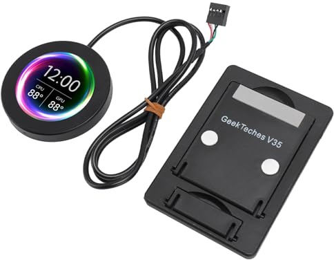 2.1in CPU Temp Monitor, Round 2.1 Inch AIO Computer Temp Monitor Easy Installation for Gaming PC (Black)