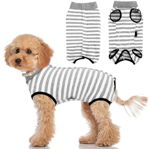 patinadrift Hundebody Nach Op Hunde Body Operation Hündin Rüde Hundebody Wundschutz Erholungsanzug für Hund Body Kastration Hund nach der Operation Kegel-Alternative(Grey,S)