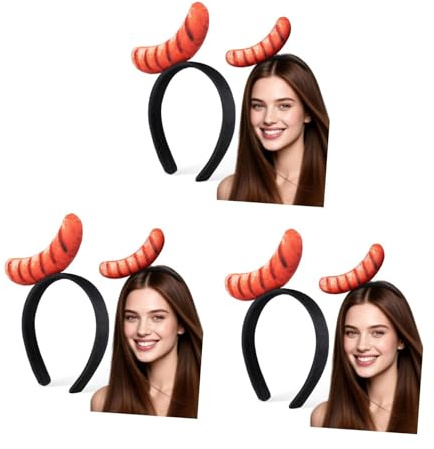 OATIPHO Lustiges Simulation Food Stirnband Hot Dog Kostüm Haarband Für Party Foto Requisiten Cosplay Zubehör Erwachsene 3Er Pack