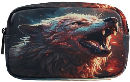 Cooler Wolf Heult Federmäppchen Federtaschen Mäppchen Große Kapazität Schlamperbox Kosmetik Make-up Tasche für Jungen Mädchen Schule Schüler